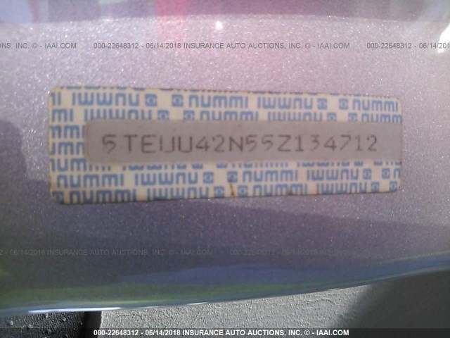 5TEUU42N55Z134712 - 2005 TOYOTA TACOMA ACCESS CAB Silber Foto 9