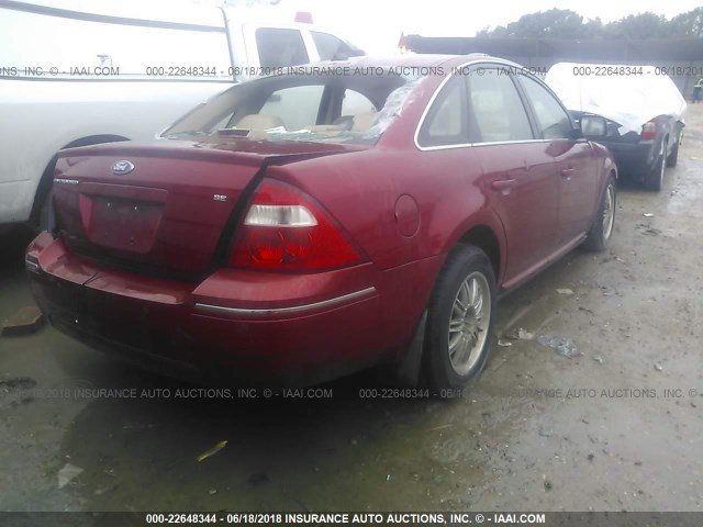 1FAHP24167G137299 - 2007 FORD FIVE HUNDRED SEL RED photo 4