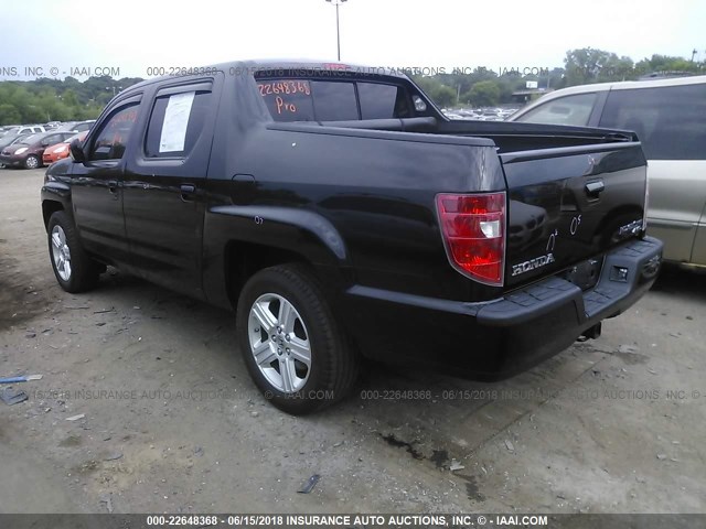 5FPYK1F52BB009235 - 2011 HONDA RIDGELINE RTL BLACK photo 3