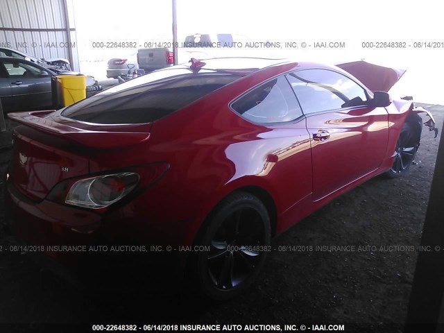 KMHHU6KH5AU007206 - 2010 HYUNDAI GENESIS COUPE 3.8L RED photo 4