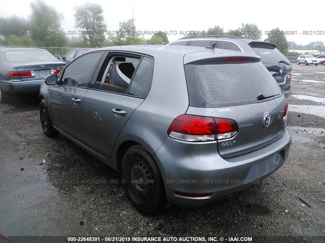 WVWDB7AJ6CW218618 - 2012 VOLKSWAGEN GOLF GRAY photo 3