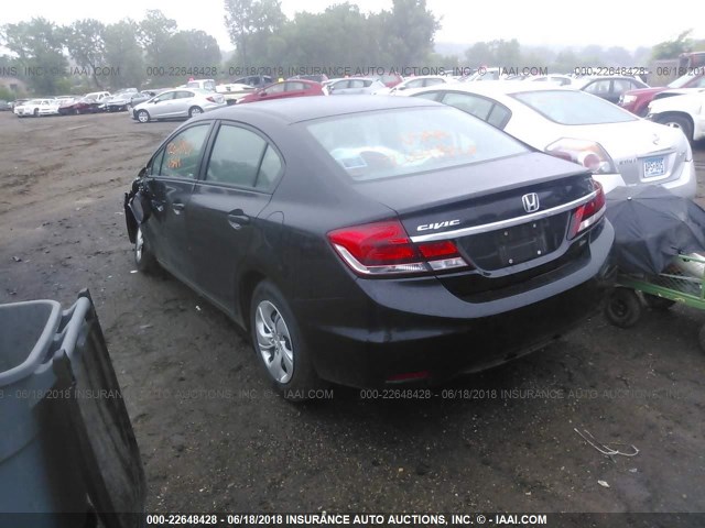 19XFB2F52EE001541 - 2014 HONDA CIVIC LX BLACK photo 3