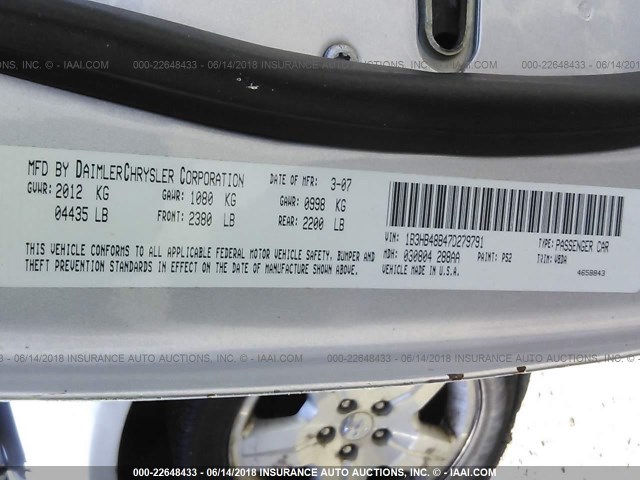 1B3HB48B47D279791 - 2007 DODGE CALIBER SXT SILVER photo 9