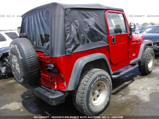 1J4FY29P1XP455238 - 1999 JEEP WRANGLER / TJ SE RED photo 4