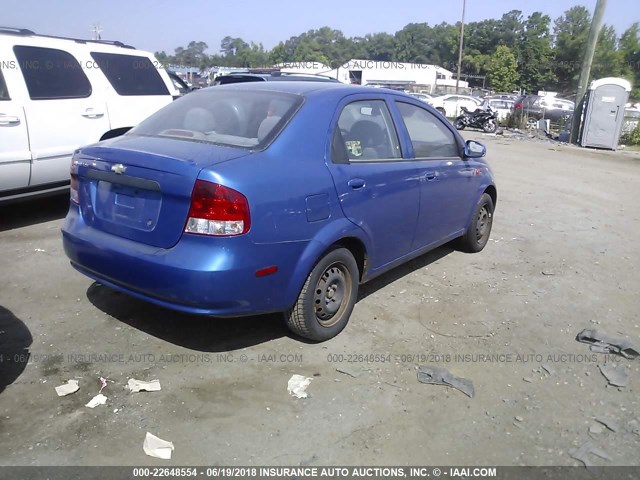 KL1TJ526X4B192814 - 2004 CHEVROLET AVEO LS BLUE photo 4