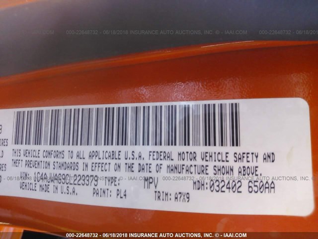 1C4AJWAG9CL223379 - 2012 JEEP WRANGLER SPORT Narıncı foto 9