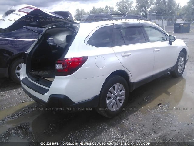 4S4BSAHC4J3353540 - 2018 SUBARU OUTBACK 2.5I PREMIUM WHITE photo 4