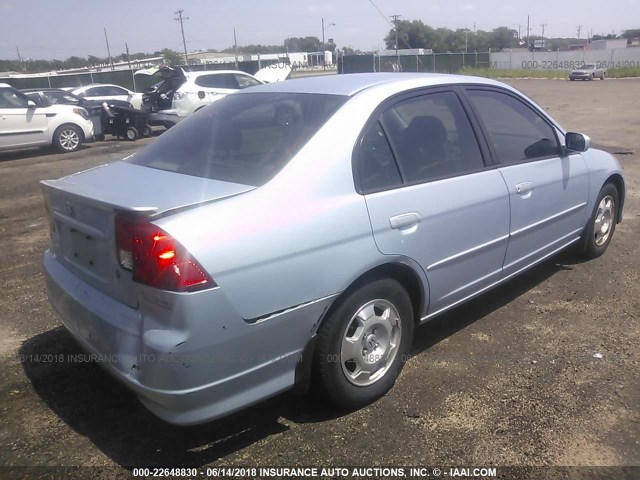 JHMES96644S004948 - 2004 HONDA CIVIC HYBRID Light Blue photo 4