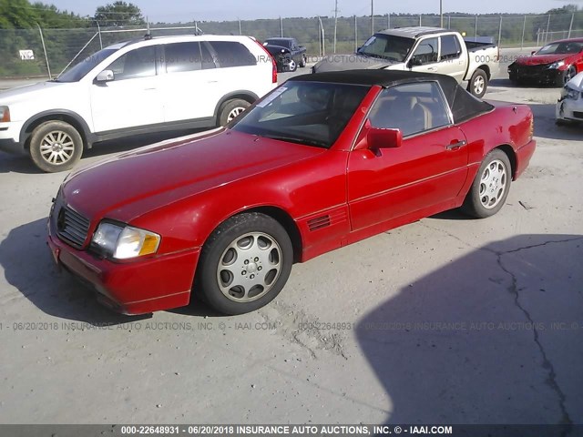 WDBFA66E0MF033157 - 1991 MERCEDES-BENZ 500 SL RED photo 2