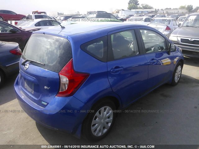 3N1CE2CP4EL411580 - 2014 NISSAN VERSA NOTE S/S PLUS/SV/SL BLUE photo 4