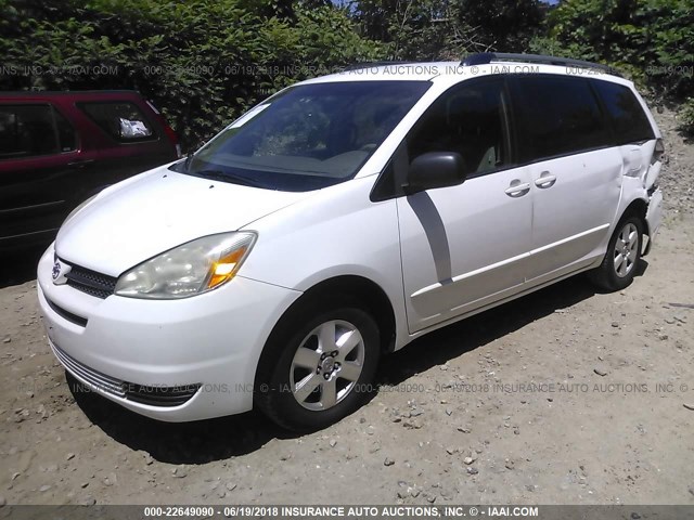 5TDZA23C85S376732 - 2005 TOYOTA SIENNA CE/LE WHITE photo 2