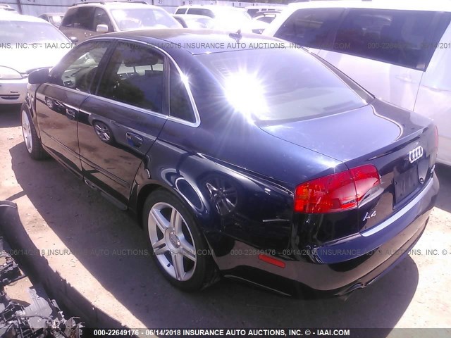 WAUAF78E88A038784 - 2008 AUDI A4 2.0T BLACK photo 3