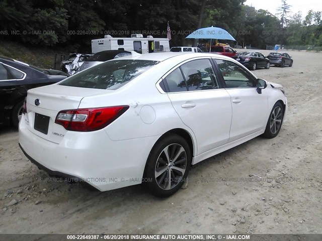 4S3BNAN62J3031215 - 2018 SUBARU LEGACY 2.5I LIMITED WHITE photo 4