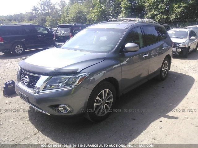 5N1AR2MN7GC641811 - 2016 NISSAN PATHFINDER S/SV/SL/PLATINUM GRAY photo 2