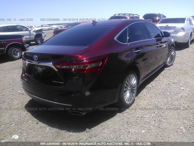 4T1BK1EB2JU271909 - 2018 TOYOTA AVALON XLE PLUS/PREMIUM/TOUR/LTD MAROON photo 4
