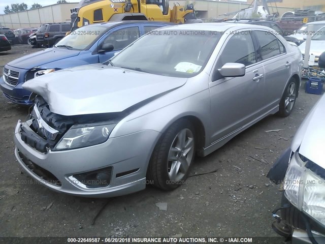 3FAHP0KC8AR415192 - 2010 FORD FUSION SPORT SILVER photo 2