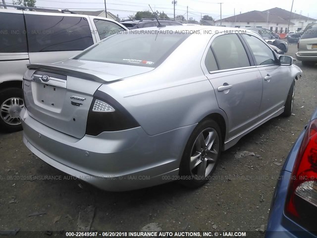 3FAHP0KC8AR415192 - 2010 FORD FUSION SPORT SILVER photo 4