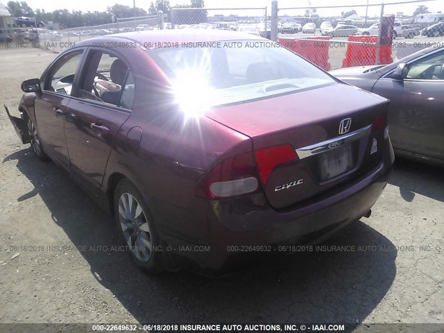 2HGFA1F92AH525630 - 2010 HONDA CIVIC EXL MAROON photo 3