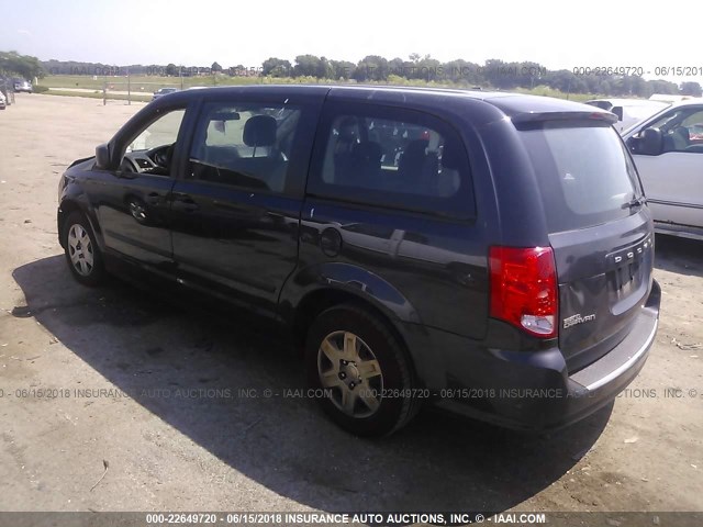 2C4RDGBG3DR592858 - 2013 DODGE GRAND CARAVAN SE BLUE photo 3