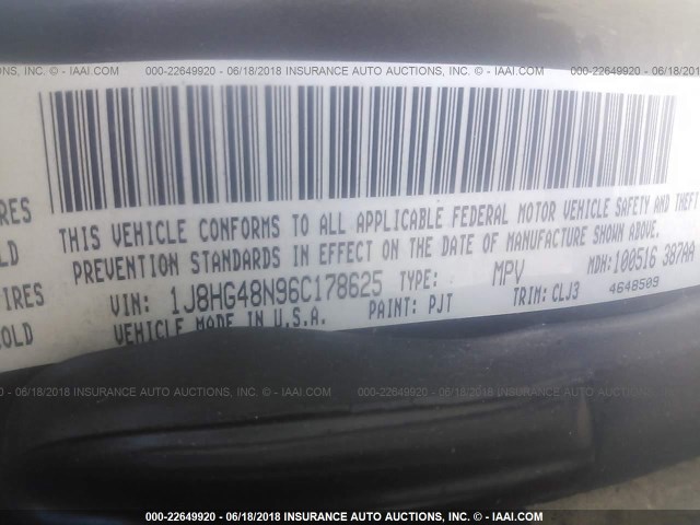 1J8HG48N96C178625 - 2006 JEEP COMMANDER Dark Brown photo 9