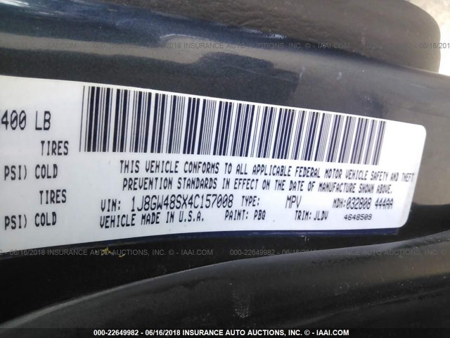 1J8GW48SX4C157008 - 2004 JEEP GRAND CHEROKEE LAREDO/COLUMBIA/FREEDOM 蓝色 照片 9