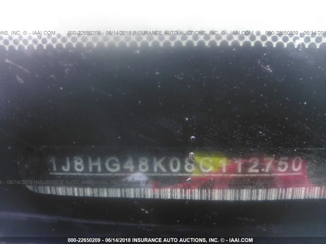 1J8HG48K08C112750 - 2008 JEEP COMMANDER SPORT ბურგუნდია ფოტო 9