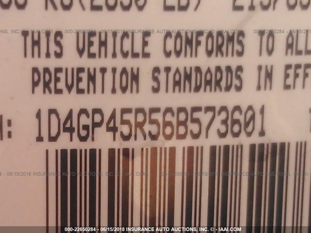 1D4GP45R56B573601 - 2006 DODGE CARAVAN SXT WHITE photo 9