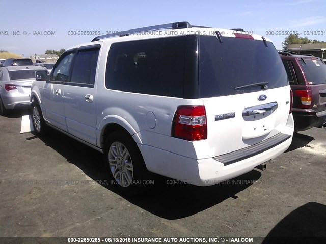 1FMJK2A55BEF09748 - 2011 FORD EXPEDITION EL LIMITED WHITE photo 3