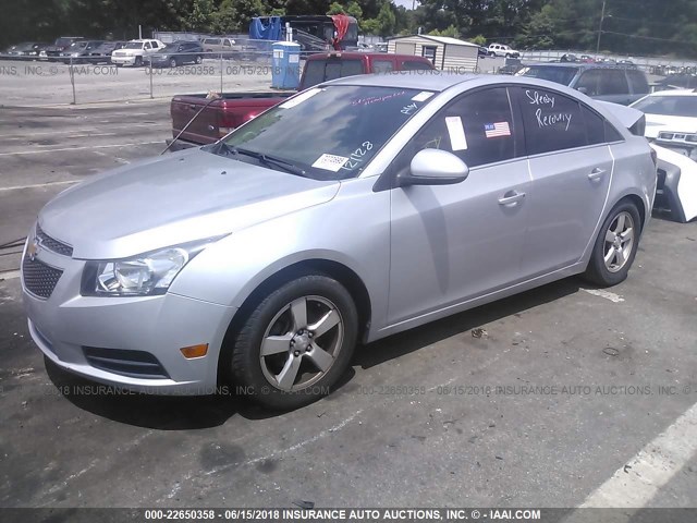 1G1PC5SB3E7121128 - 2014 CHEVROLET CRUZE LT SILVER photo 2