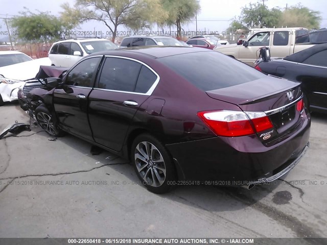 1HGCR2F55FA138090 - 2015 HONDA ACCORD SPORT MAROON photo 3