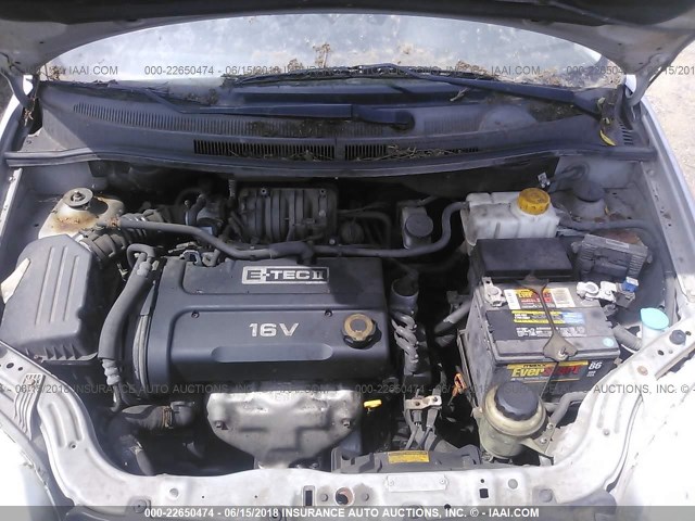 KL1TD56658B054539 - 2008 CHEVROLET AVEO LS SILVER photo 10