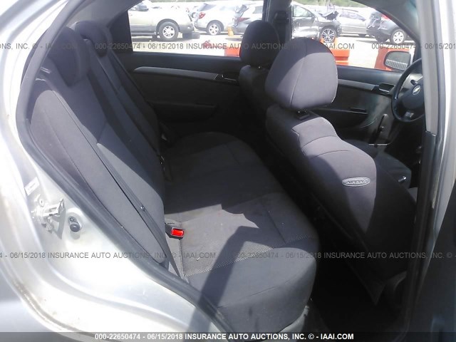 KL1TD56658B054539 - 2008 CHEVROLET AVEO LS SILVER photo 8