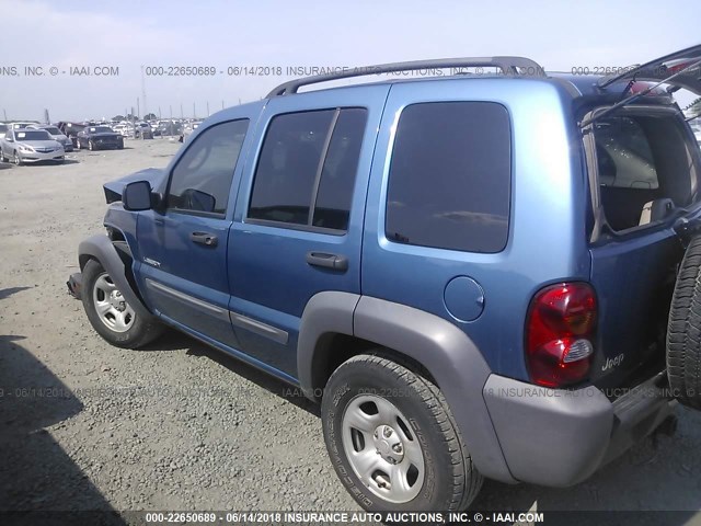 1J4GK48K64W107024 - 2004 JEEP LIBERTY SPORT BLUE photo 3