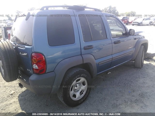 1J4GK48K64W107024 - 2004 JEEP LIBERTY SPORT BLUE photo 4