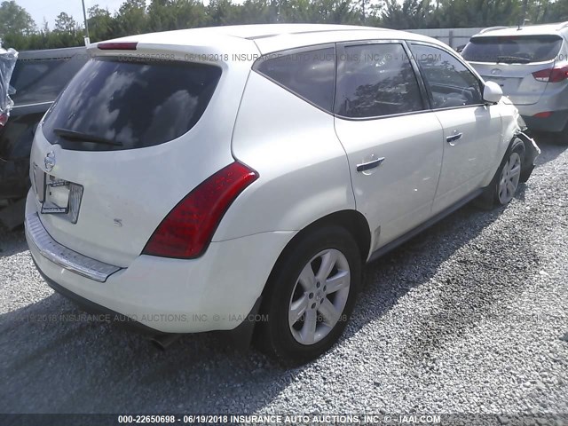 JN8AZ08T97W522470 - 2007 NISSAN MURANO SL/SE/S WHITE photo 4