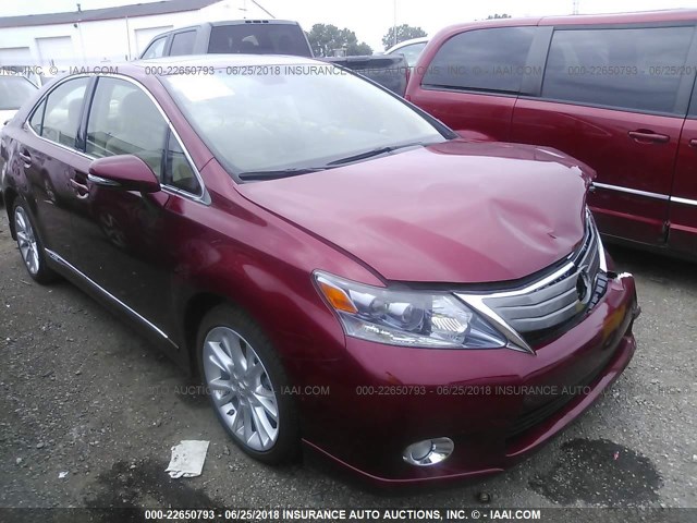 JTHBB1BA6A2027349 - 2010 LEXUS HS 250H RED photo 1