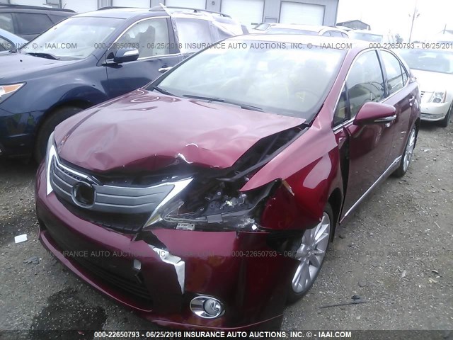 JTHBB1BA6A2027349 - 2010 LEXUS HS 250H RED photo 2