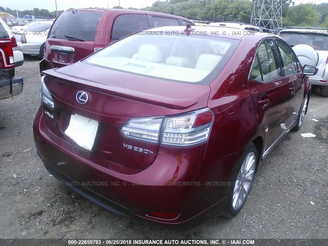 JTHBB1BA6A2027349 - 2010 LEXUS HS 250H RED photo 4