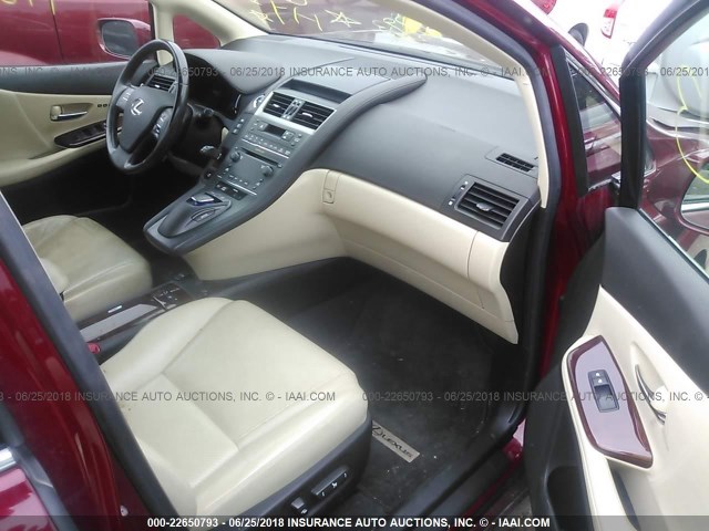 JTHBB1BA6A2027349 - 2010 LEXUS HS 250H RED photo 5