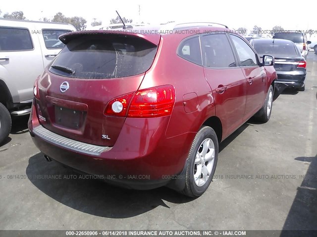 JN8AS58T08W013225 - 2008 NISSAN ROGUE S/SL RED photo 4