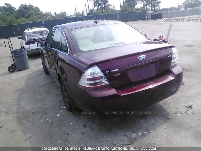 1FAHP24W48G116402 - 2008 FORD TAURUS SEL BURGUNDY photo 3