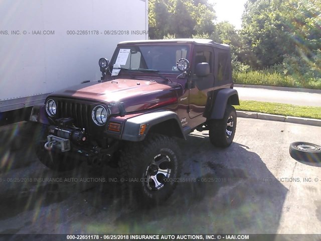 1J4FA49S33P336685 - 2003 JEEP WRANGLER / TJ SPORT MAROON photo 2