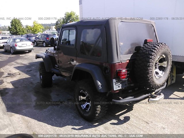 1J4FA49S33P336685 - 2003 JEEP WRANGLER / TJ SPORT MAROON photo 3