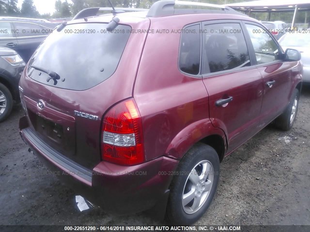 KM8JM12B88U876022 - 2008 HYUNDAI TUCSON GLS MAROON photo 4