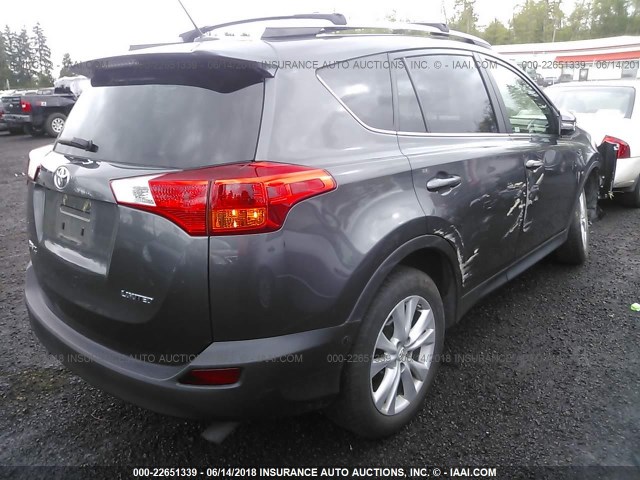 2T3YFREVXFW201368 - 2015 TOYOTA RAV4 LIMITED GRAY photo 4