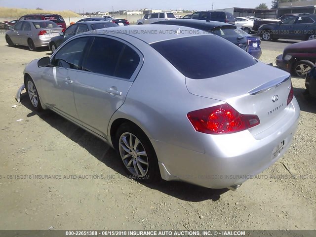 JNKBV61E48M219652 - 2008 INFINITI G35 SILVER photo 3