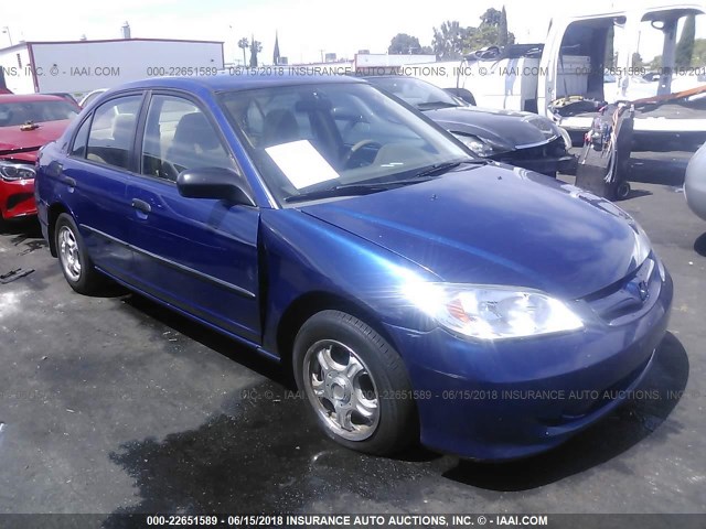 1HGES16305L026287 - 2005 HONDA CIVIC DX VP BLUE photo 1