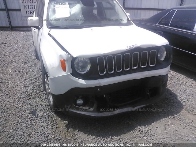 ZACCJABT3GPC55043 - 2016 JEEP RENEGADE LATITUDE WHITE photo 6