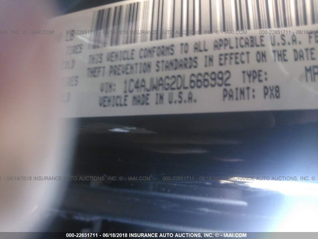 1C4AJWAG2DL666992 - 2013 JEEP WRANGLER SPORT შავი ფოტო 9