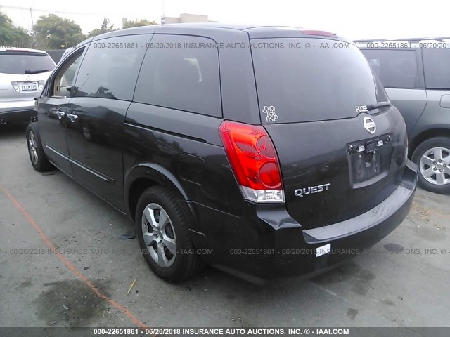 5N1BV28U07N134240 - 2007 NISSAN QUEST S/SE/SL BLACK photo 3